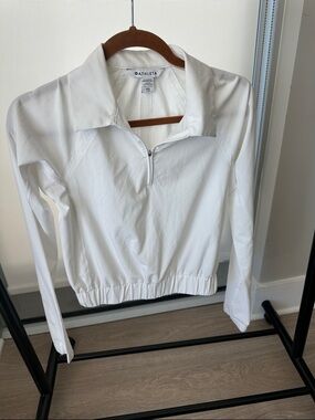 Athleta White Half-Zip Collared Pullover